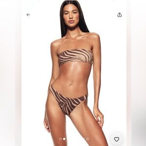 SKIMS X ROBERTO CAVALLI NWT DIPPED MID COVERAGE BIKINI BOTTOM Sz SMALL ZEBRA